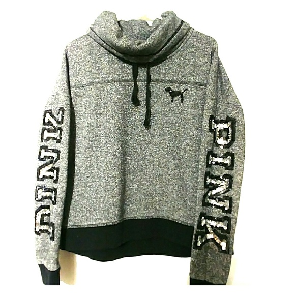 PINK Victoria's Secret Tops - Victoria's secret Pink grey sequin sweatshirt